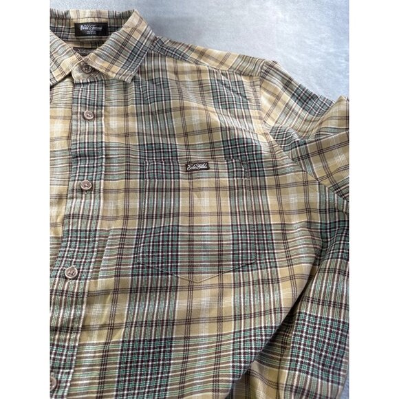 Ecko Unlimited mens Large Plaid Button-Up Short Sleeve tan multi color - Picture 7 of 16